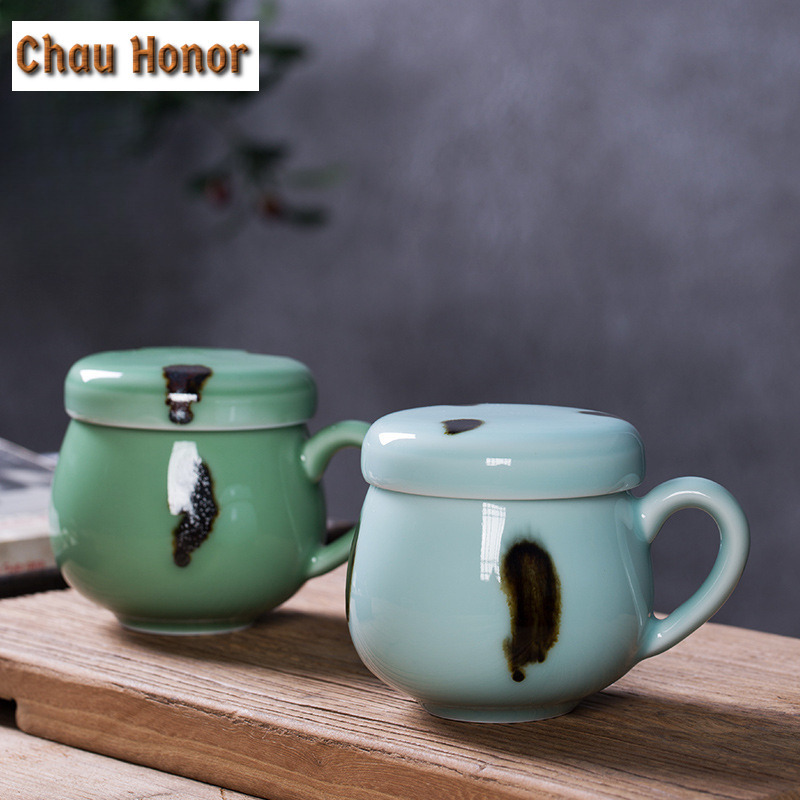 Celadon Ceramic Cup - 330ml Longquan Celadon Filter Tea Separator
