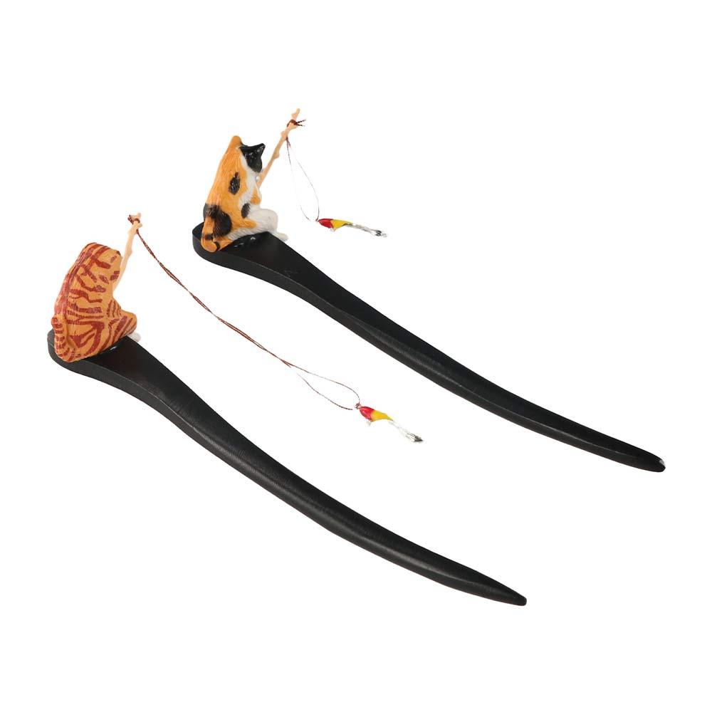 Antique Cat Fishing Wooden Hai - đánh giá và giá Hanbok Hair Pin