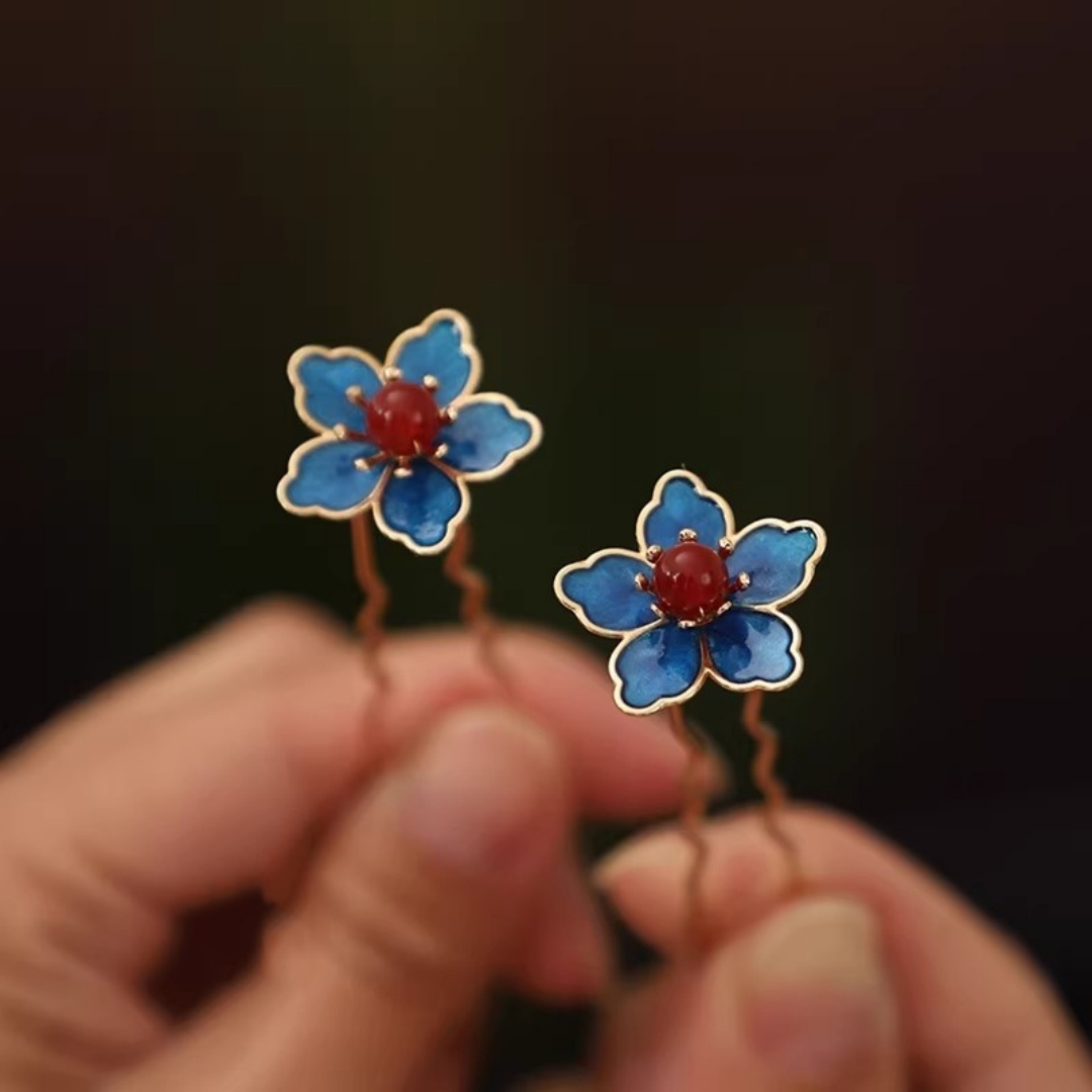 Blue Flower Ancient-Style Hanf - đánh giá và giá Hanbok Hair Pin