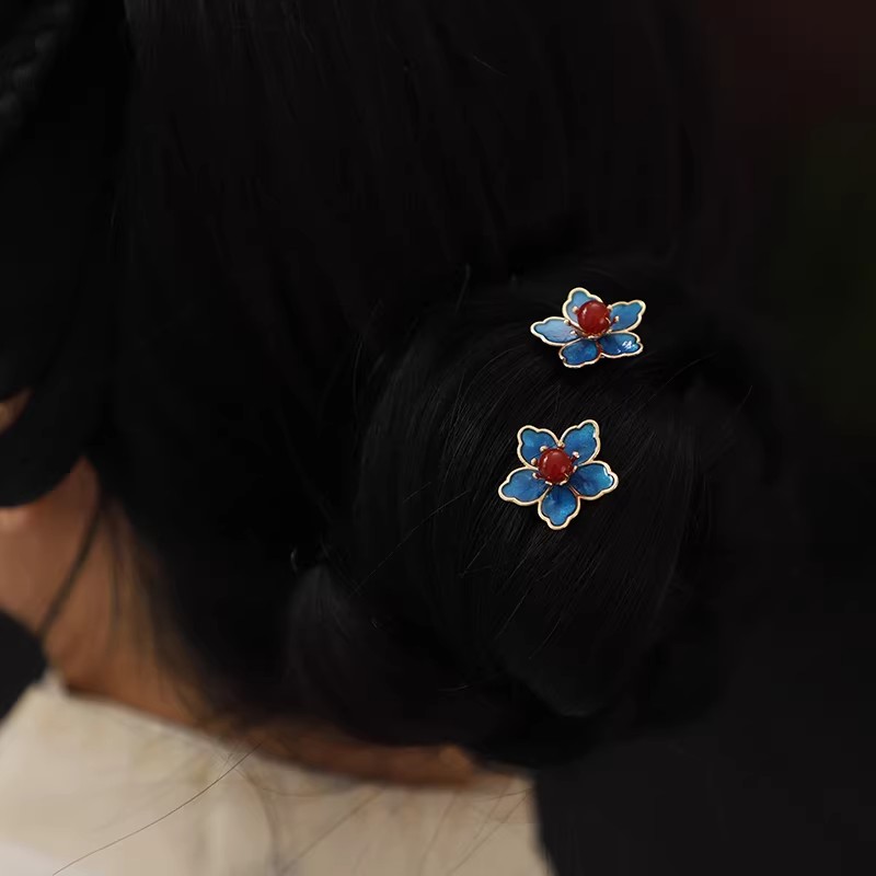 Blue Flower Ancient-Style Hanf - đánh giá và giá Hanbok Hair Pin