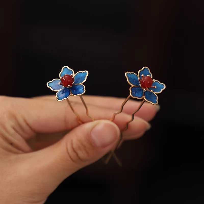 Blue Flower Ancient-Style Hanf - đánh giá và giá Hanbok Hair Pin