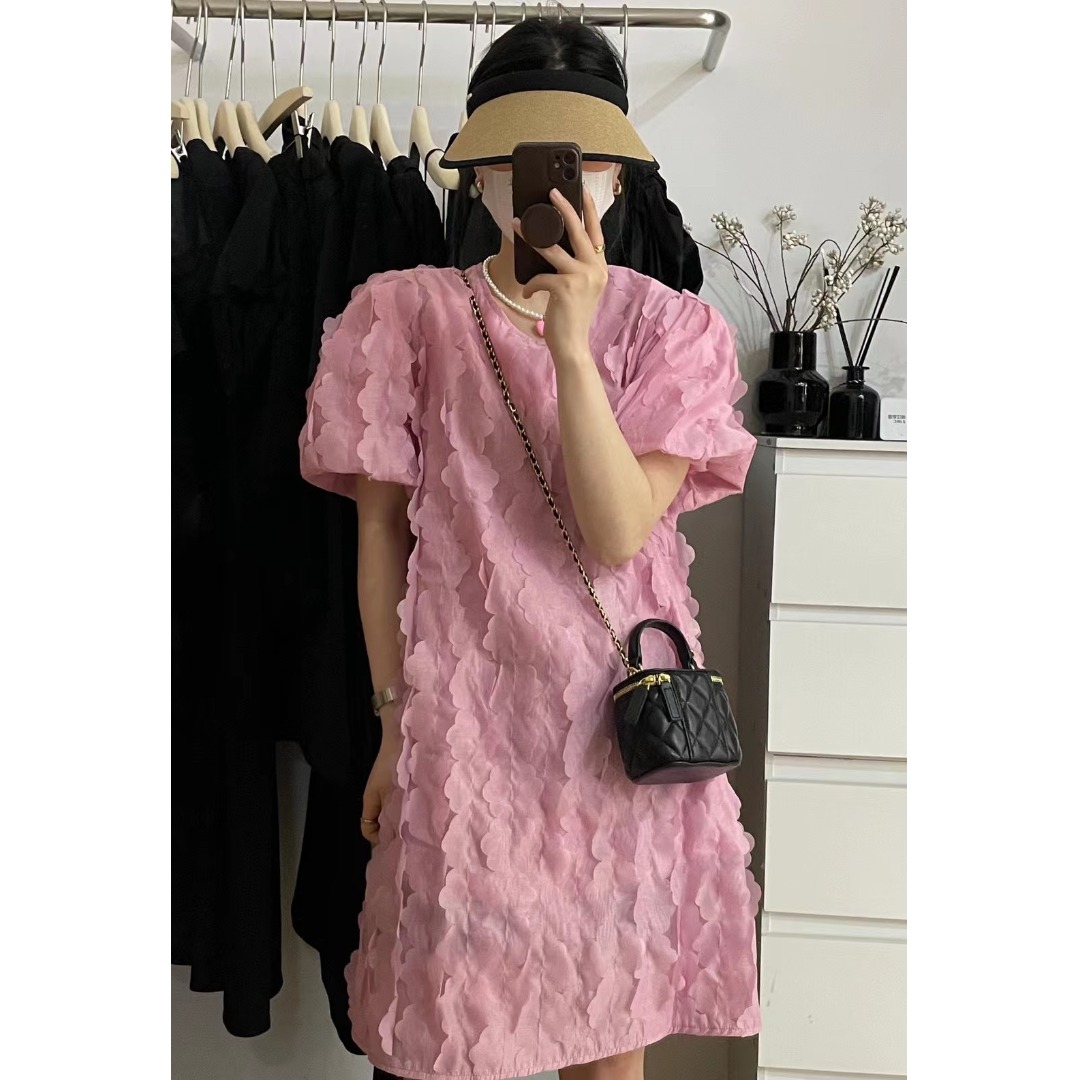 Floral Bubble Sleeve Dress Kor - đánh giá và giá Lifestyle In Korean