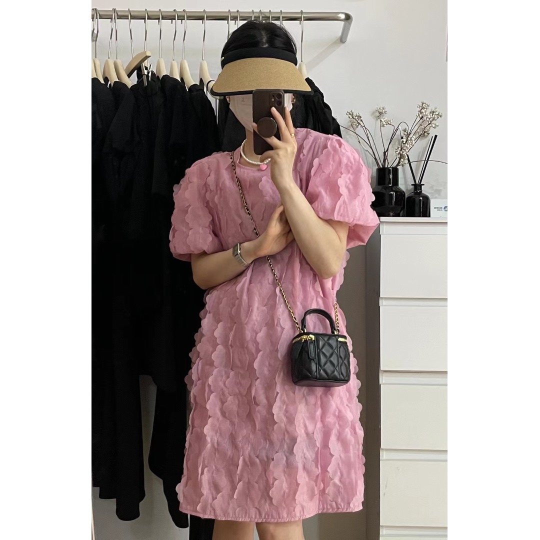 Floral Bubble Sleeve Dress Kor - đánh giá và giá Lifestyle In Korean