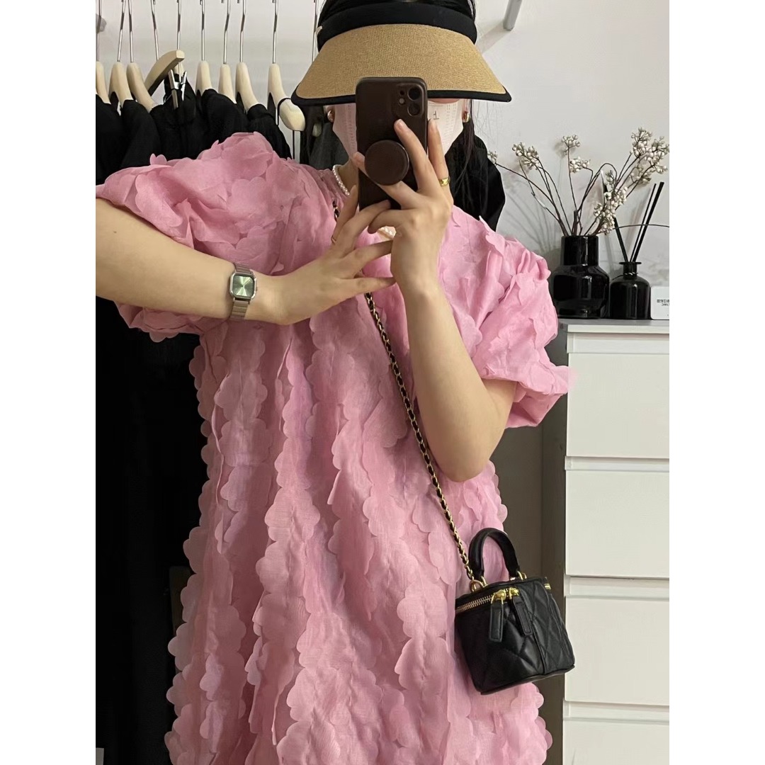 Floral Bubble Sleeve Dress Kor - đánh giá và giá Lifestyle In Korean